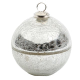 White Christmas Silver Glass Ornament Candle MIN 4