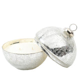 White Christmas Silver Glass Ornament Candle MIN 4