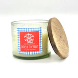 Home Of The Brave 13.5 oz Clear Glass Candle With Wooden Lid MIN 3