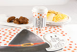 $5.00 min 12 BLACK TICKING W/ORANGE WITCH HAT SLEEVE HOT/COLD CUP W/LID