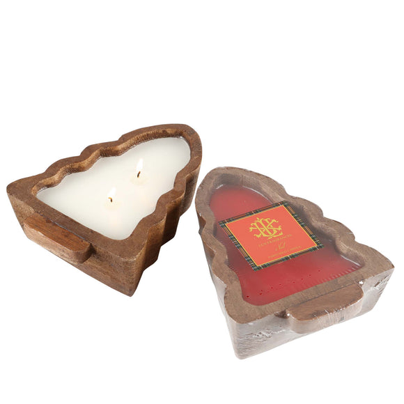 Noel 2 Wick Brown Tree Wood Bowl Candle -Small ($12.50 min 6)