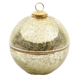 White Christmas Gold Glass Ornament Candle MIN 4