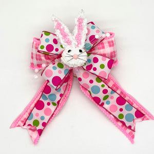 12" X 18" Bunny Pre-made Bow in Pink Dupioni