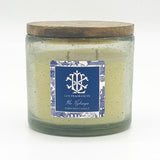 Blue Hydrangea 12oz Clear Glass with Stain Lid Candle Blue Label