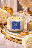 Blue Hydrangea 12oz Clear Glass with Stain Lid Candle Blue Label