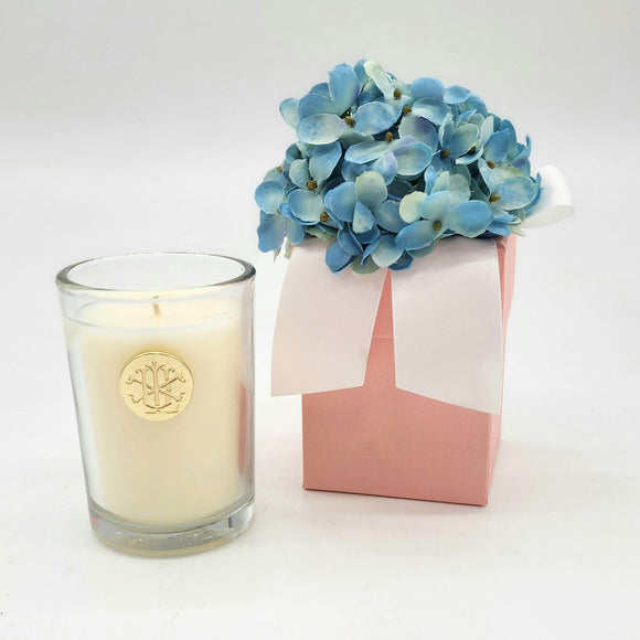 BLUE HYDRANGEA 8OZ FLOWER BOX CANDLE – luxfragranceswholesale