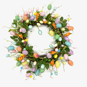 24" Carrot and Egg Wreath-Multi