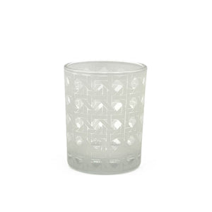 Etched Cane Pattern Votive Glass 3oz    2 5/8" x 2"