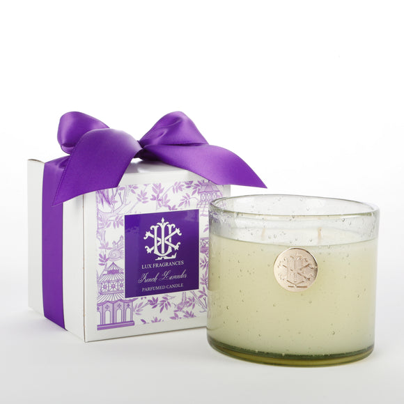 French Lavender 13 oz Candle in White Box with Bow MIN 6