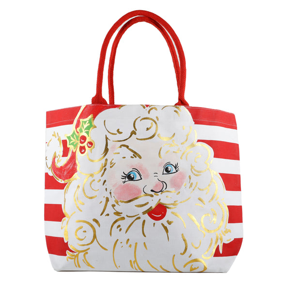 RED/WHT STRIPE SANTA TOTE BAG MIN 6
