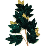 27.5" EMERALD GOLD BEADED VELVET OAKLEAF SPRAY