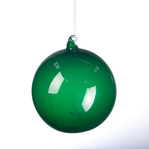 GREEN 150MM BUBBLE GLASS ORNAMENT WITH CLEAR PVC BOX