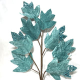 27.5" ICE BLUE BEADED VELVET OAKLEAF SPRAY