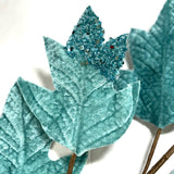 27.5" ICE BLUE BEADED VELVET OAKLEAF SPRAY