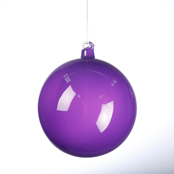 PURPLE 150MM BUBBLE GLASS ORNAMENT WITH CLEAR PVC BOX