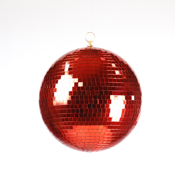 RED 250MM MIRROR BALL ORNAMENT