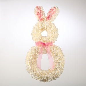 $22.50 MIN 1     19"X9.8"X1.8" HYDRANGEAS BUNNY WREATH