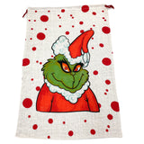 SANTA SACK RED WITH GREEN MONSTER IN JUTE