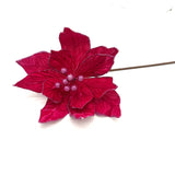 12" GLITTER TRIM FUCHSIA POINSETTIA