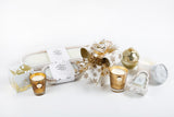 White Christmas Gold Glass Ornament Candle MIN 4