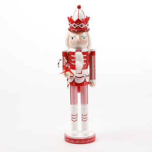 15" RED/PINK NUTCRACKER WITH CANDY CANE