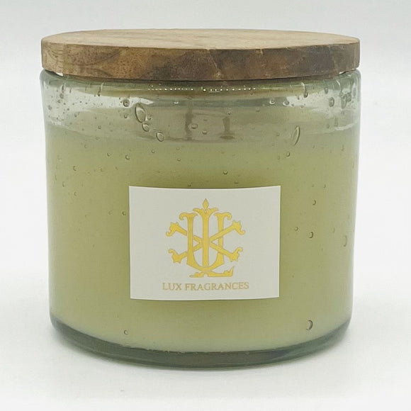 Frankincense and Myrrh 12oz Clear Glass with Stain Lid