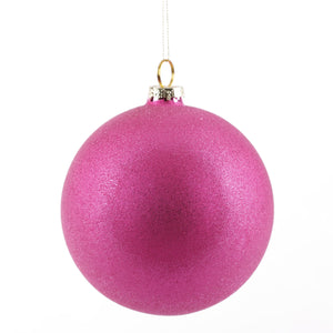 4.5" SANDING HOT PINK GLASS BALL ORN