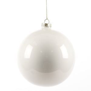 4.5" SHINY WHITE GLASS BALL ORN