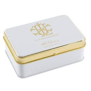 WHITE CHRISTMAS 5.5 OZ RECTANGLE CANDLE TIN MIN 6