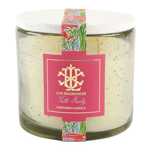 $12.50 min 6 - TUTTI FRUITY 13.5OZ CLEAR GLASS WITH WHITE LID