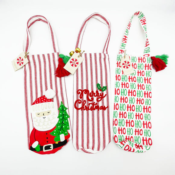 $7.25 min 12 - OH CHRISTMAS TREATS WINE BAGS ..4 EACH OF 3 DESIGNS