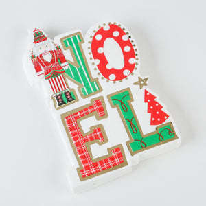 $4.00 min 12 - NOEL DIE CUT BEVERAGE NAPKIN..PKG OF 20