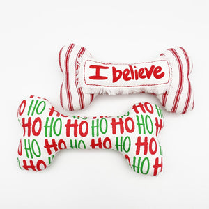 $4.00 min 12 - OH CHRISTMAS TREATS DOG TOY..6 EACH OF 2 DESIGNS IN CANVAS  CRATE