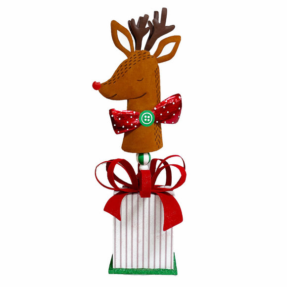 $180.00 min 1 - Folk art Reindeer on Gift Box S/H