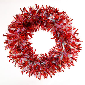 $91.00 min 2 - RED/IRIDESCENT LARGE WREATH..MIN 2..36" OUTER DIAMETER